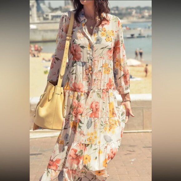 Blogger’s Favourite Zara Floral Print Maxi Shirt Dress size S - Picture 8 of 16